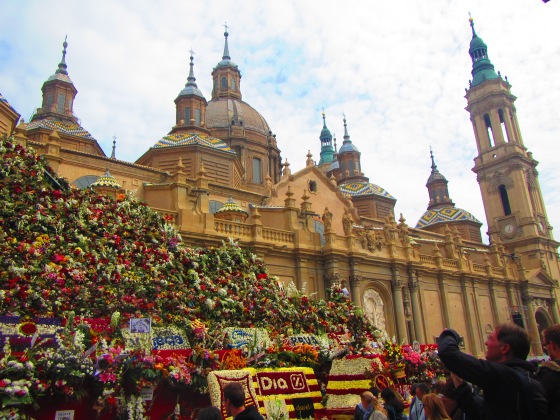 Main square decorated for the Fiestas de Pilar
