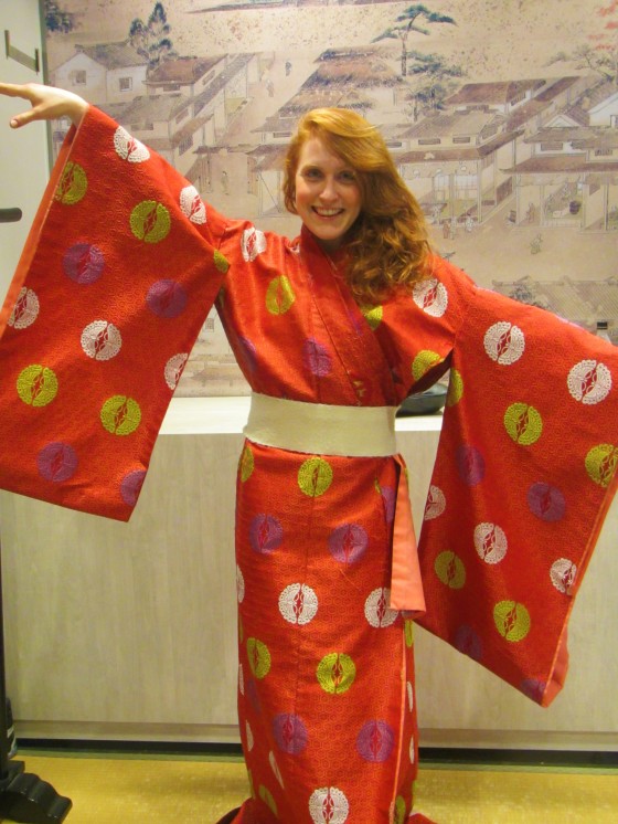 Tried on kimonos in the Hiroshima Castle!