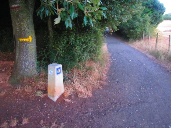 These are the markers of the Camino - sometimes all you have is a yellow arrow, and sometimes you have a post with a shell